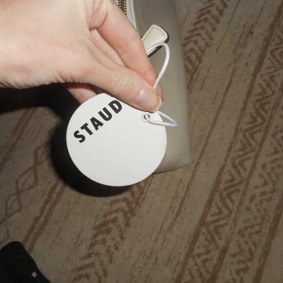 NWT cream Leather clutch makeup bag by STAUD - Picture 3 of 5